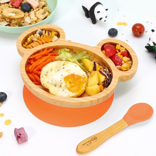VINSANI MOUSE BAMBOO PLATE & SPOON SET ORANGE 0000234 - Image 6
