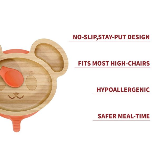 VINSANI MOUSE BAMBOO PLATE & SPOON SET ORANGE 0000234 - Image 3