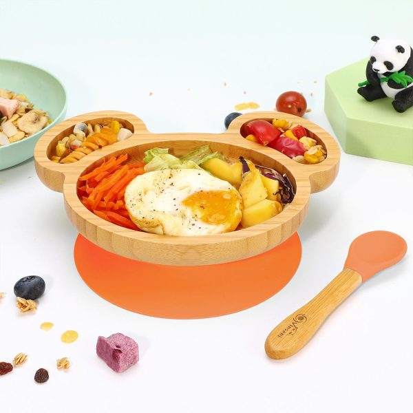 VINSANI MOUSE BAMBOO PLATE & SPOON SET ORANGE 0000234 - Image 5
