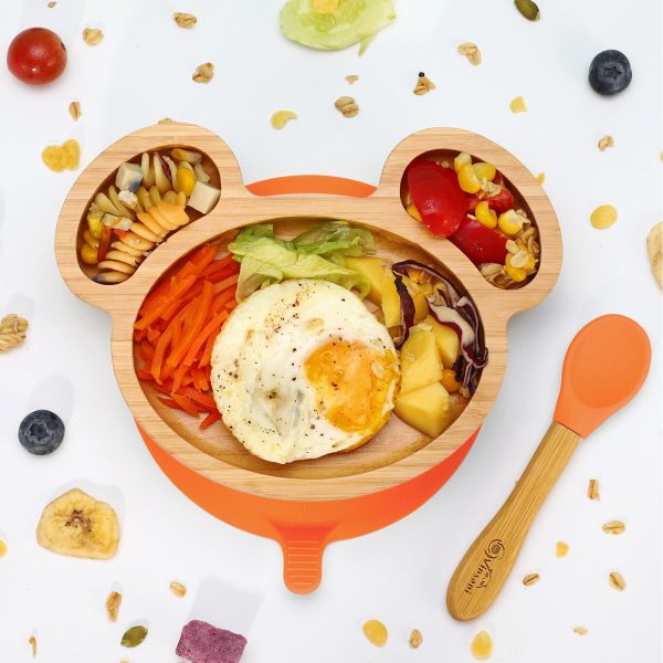 VINSANI MOUSE BAMBOO PLATE & SPOON SET ORANGE 0000234 - Image 4