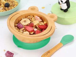 VINSANI FROG BAMBOO BOWL & SPOON SET GREEN 0000221