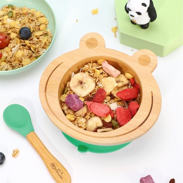 VINSANI FROG BAMBOO BOWL & SPOON SET GREEN 0000221 - Image 3