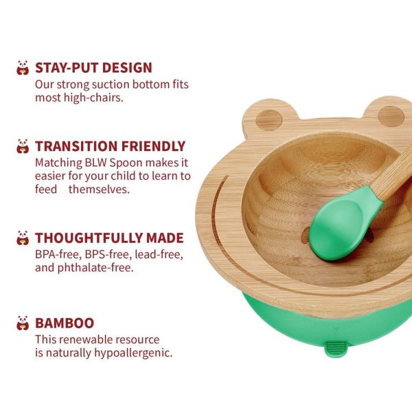 VINSANI FROG BAMBOO BOWL & SPOON SET GREEN 0000221 - Image 4