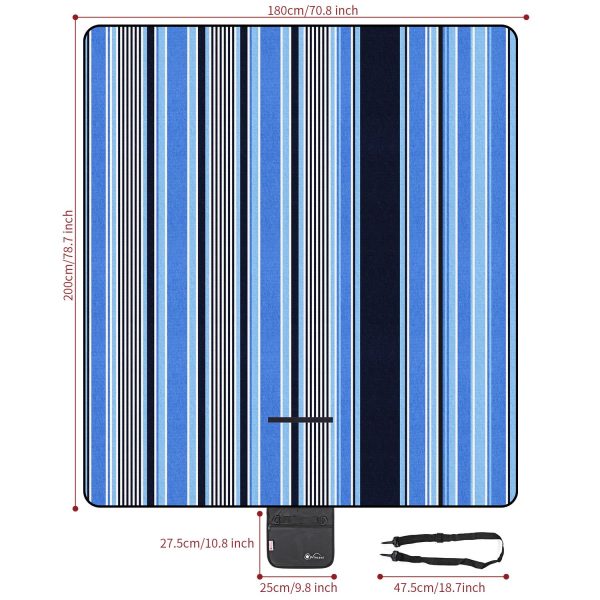 Vinsani Blue Stripe 200X180cm Picnic Rug 0000286 - Image 3
