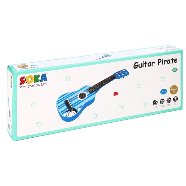 SOKA Wooden Stripe Striped Blue Pirate Guitar Childrens Musical Instrument - Image 4