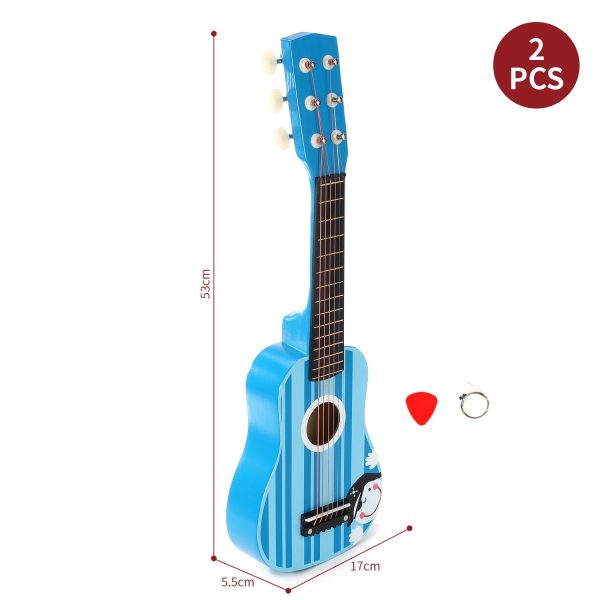 SOKA Wooden Stripe Striped Blue Pirate Guitar Childrens Musical Instrument - Image 5