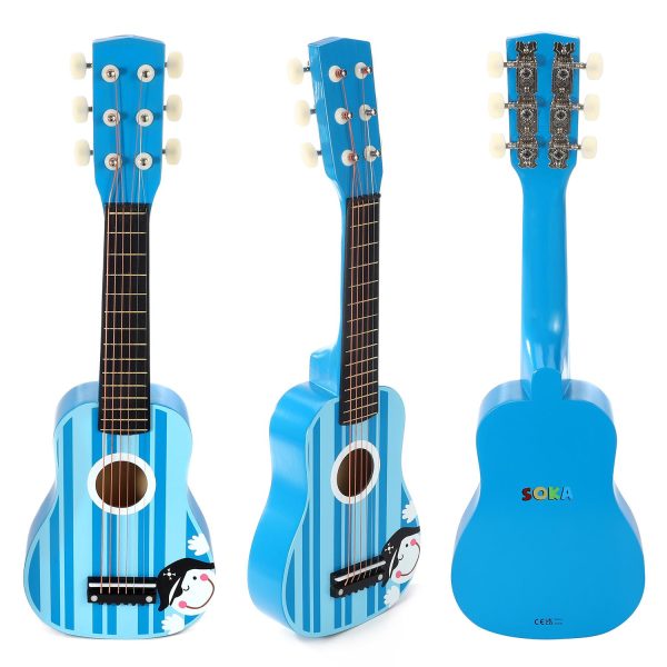 SOKA Wooden Stripe Striped Blue Pirate Guitar Childrens Musical Instrument - Image 6