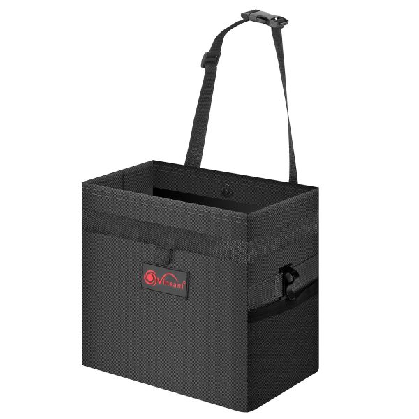 Car Rubbish Bin with Lid Waterproof Leakproof Interior- Medium / Black