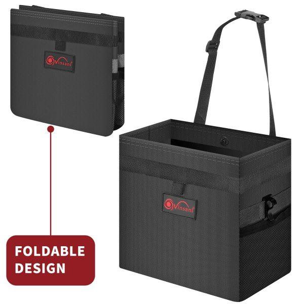 Car Rubbish Bin with Lid Waterproof Leakproof Interior- Medium / Black - Image 6