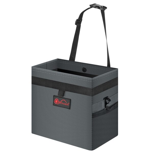 Car Rubbish Bin with Lid Waterproof Leakproof Interior- Medium / Grey