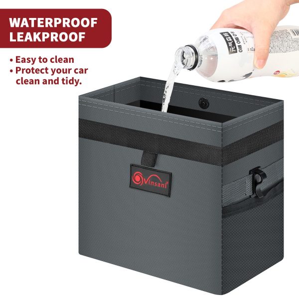 Car Rubbish Bin with Lid Waterproof Leakproof Interior- Medium / Grey - Image 2