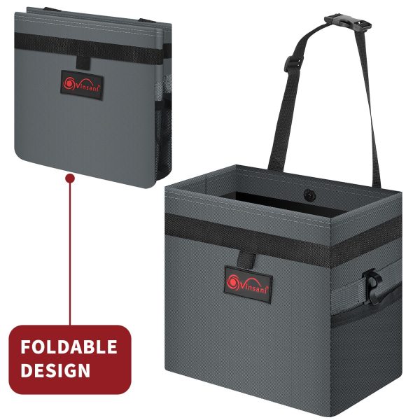 Car Rubbish Bin with Lid Waterproof Leakproof Interior- Medium / Grey - Image 6