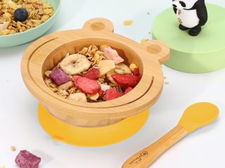 VINSANI FROG BAMBOO BOWL & SPOON SET YELLOW 0000223