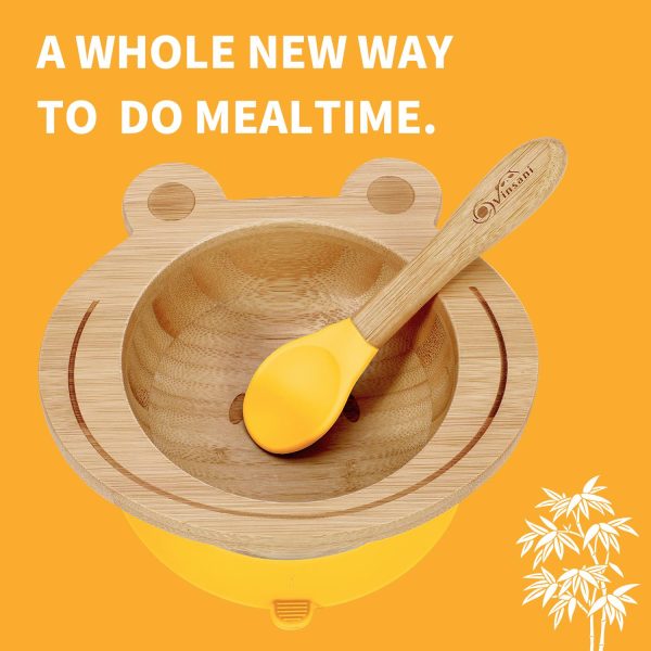 VINSANI FROG BAMBOO BOWL & SPOON SET YELLOW 0000223 - Image 3
