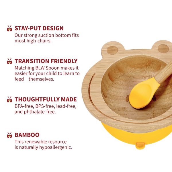 VINSANI FROG BAMBOO BOWL & SPOON SET YELLOW 0000223 - Image 5