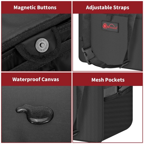 Car Rubbish Bin with Lid Waterproof Leakproof Interior- Large / Black - Image 3