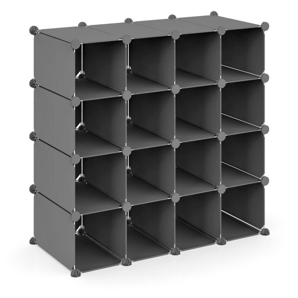VINSANI 16 PAIR SHOE RACK - GREY 0010007