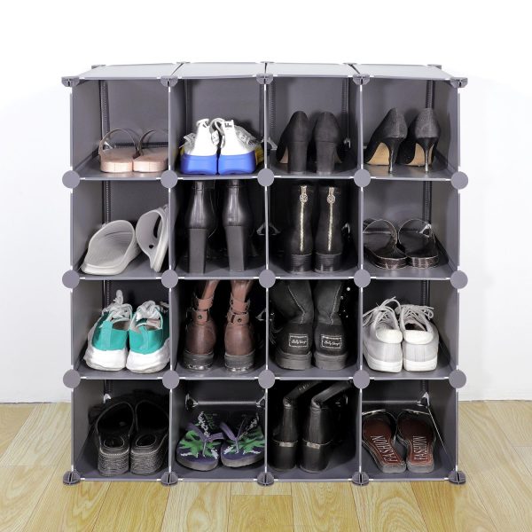 VINSANI 16 PAIR SHOE RACK - GREY 0010007 - Image 3