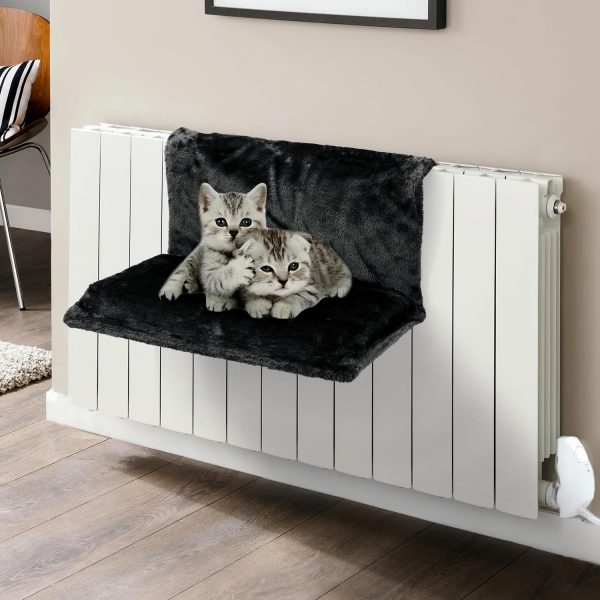 Fleece Lined Pet Radiator Bed Cat Kitten Dogs Puppies Warm Cosy Hammock[Black,0010015]