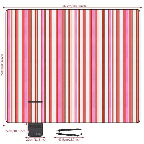 Vinsani Pink Stripe 260X220cm Picnic Rug 0000290 - Image 5