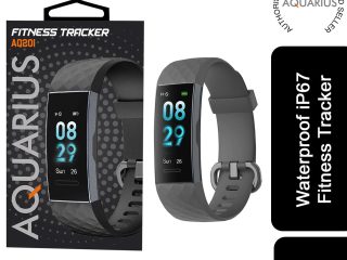 Aquarius IP67 Waterproof Bluetooth Fitness Tracker with Heart Rate Monitor and Step Counter - Black