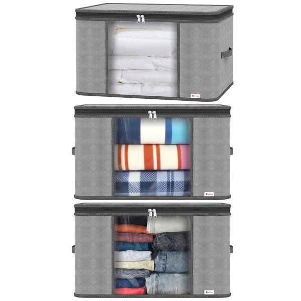 VINSANI 3pc DELUXE STORAGE BAGS LIGHT GREY 0000327