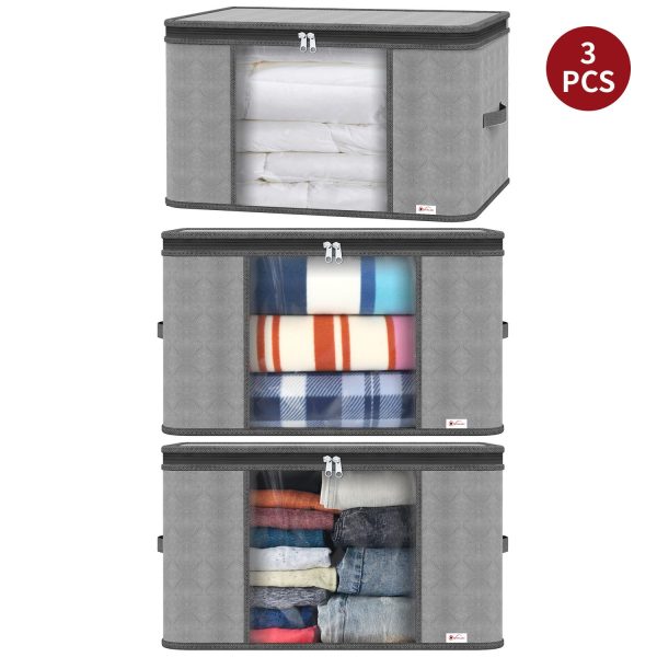 VINSANI 3pc DELUXE STORAGE BAGS LIGHT GREY 0000327 - Image 4