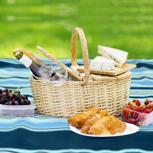 Vinsani Blue Stripe 260X220cm Picnic Rug 0000285 - Image 4
