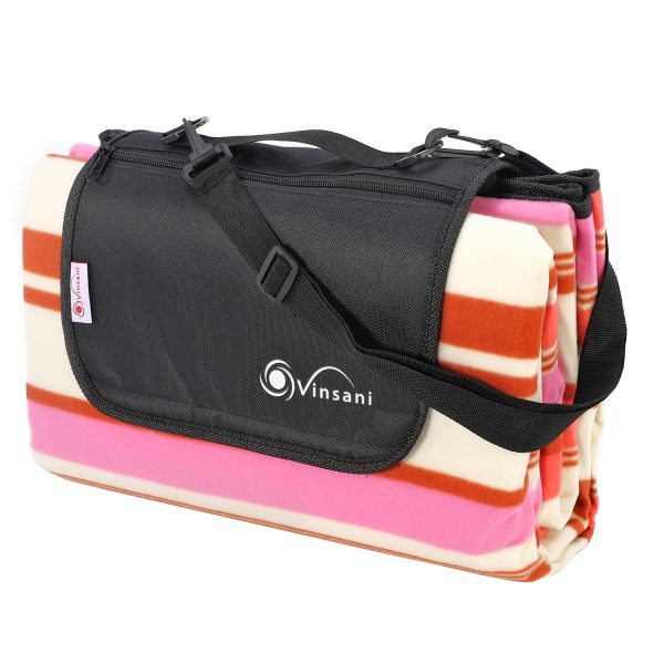 Vinsani Pink Stripe 200X180cm Picnic Rug 0000291 - DNB