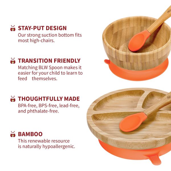 VINSANI BAMBOO BOWL, ROUND PLATE & SPOON SET ORANGE 0000246 - Image 7