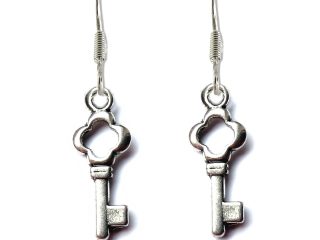 Key Drop Earrings Silver Plated