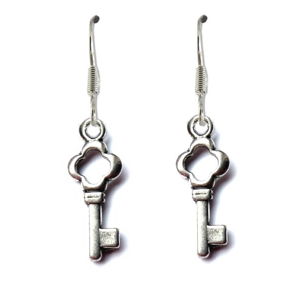 Key Drop Earrings Silver Plated