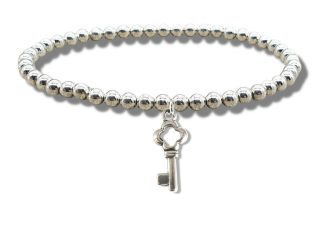Key Silver Beaded Bracelet