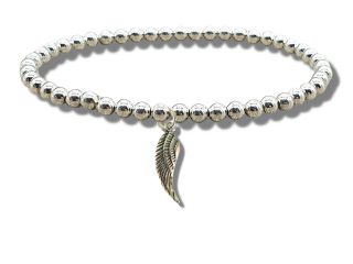 Angel Feather Silver Beaded Bracelet