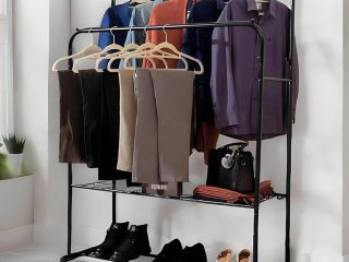 Double Clothes Rail in Black