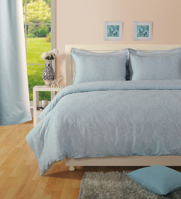 400 TC - Cotton Rich Paisley Print Duvet Cover Set Blue [Super King]