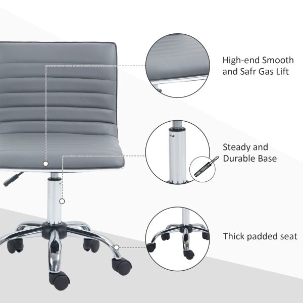 HOMCOM Armless Mid-Back Adjustable Office Chair with 360 Swivel Light Grey - Image 7