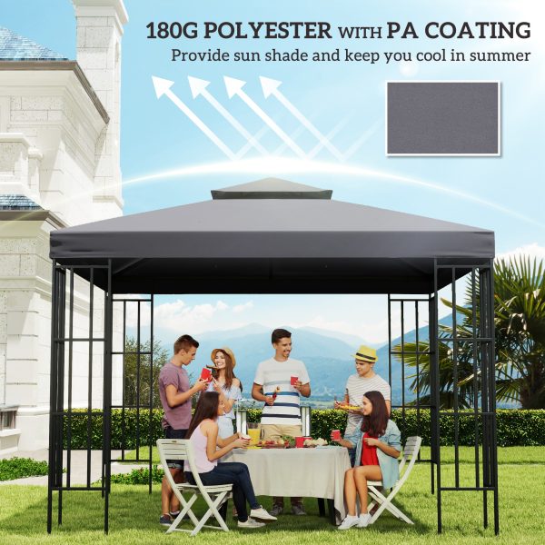 3 x 3(m) Gazebo Canopy Roof Top Replacement Cover Deep Grey (TOP ONLY) - Image 6
