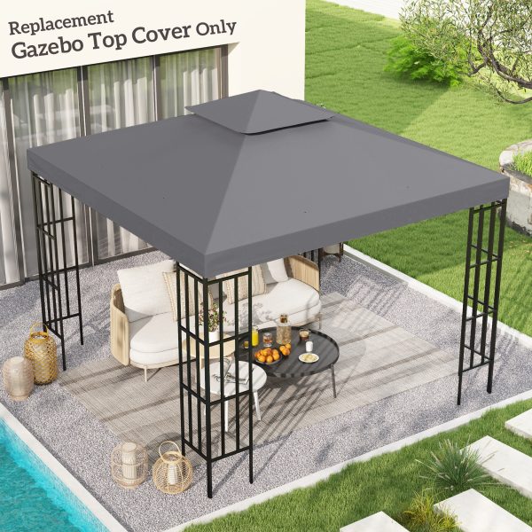 3 x 3(m) Gazebo Canopy Roof Top Replacement Cover Deep Grey (TOP ONLY) - Image 2
