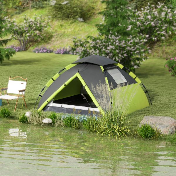 Outsunny 3-4 Man Camping Tent Portable with Bag, Quick Setup - Image 2