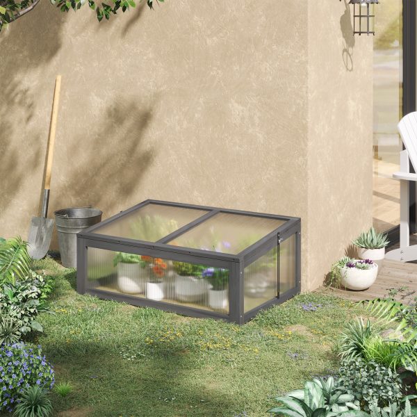 Square Wooden Outdoor Greenhouse for Plants PC Board 100 x 65 x 40cm - Image 2