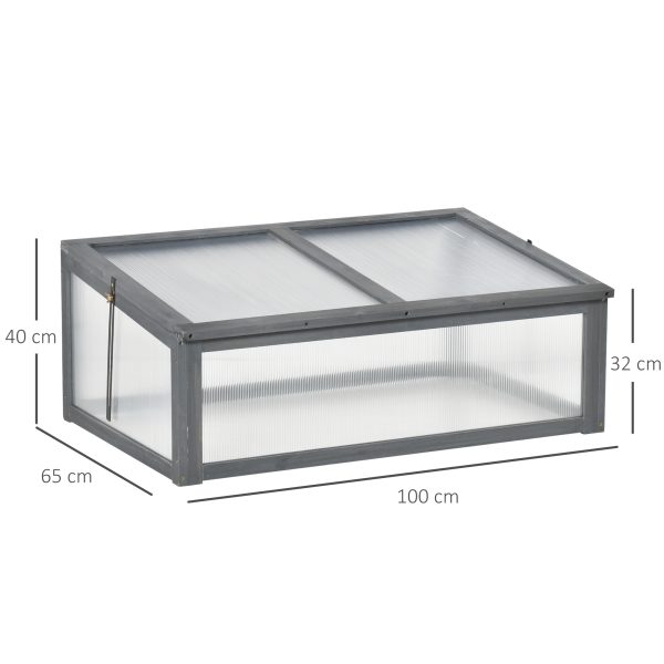 Square Wooden Outdoor Greenhouse for Plants PC Board 100 x 65 x 40cm - Image 5