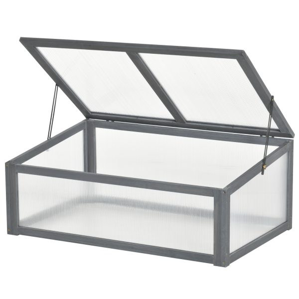 Square Wooden Outdoor Greenhouse for Plants PC Board 100 x 65 x 40cm