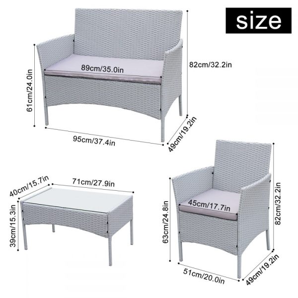 Grey 4 Piece Rattan Garden Furniture Set - Image 4