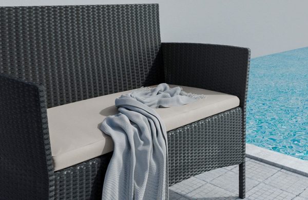 Black 4 Piece Rattan Garden Furniture Set - Image 2