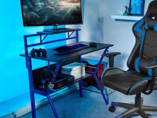 Ergonomic 2 Tier Gaming Desk - Blue