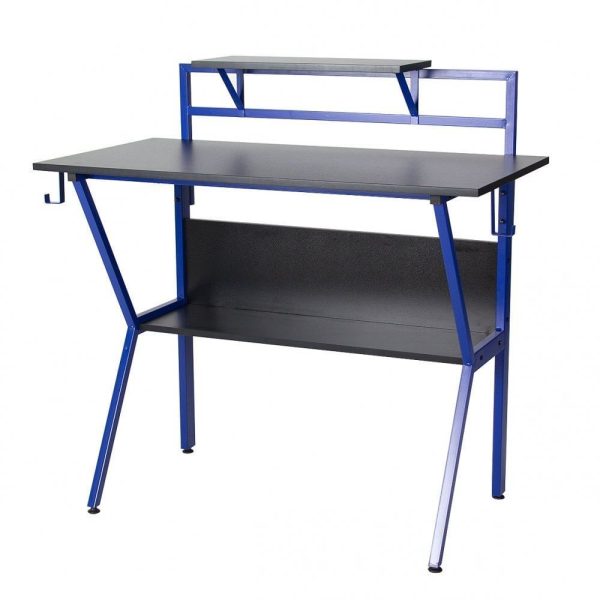 Ergonomic 2 Tier Gaming Desk - Blue - Image 3