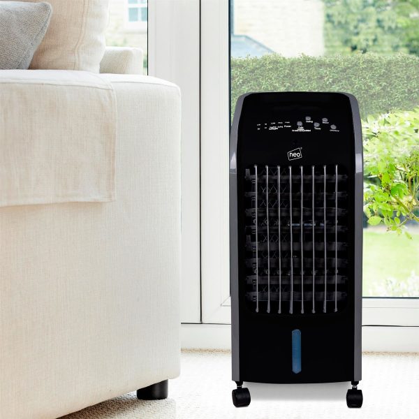 4 Litre 80W Oscillating Portable Evaporative Cooler Fan with Remote Control - Black