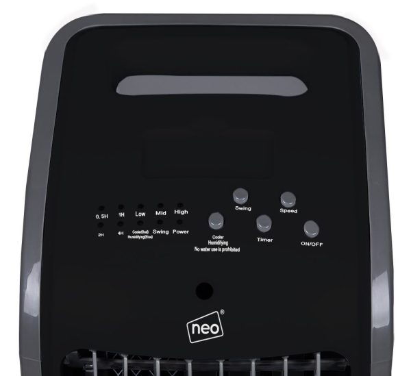 4 Litre 80W Oscillating Portable Evaporative Cooler Fan with Remote Control - Black - Image 3