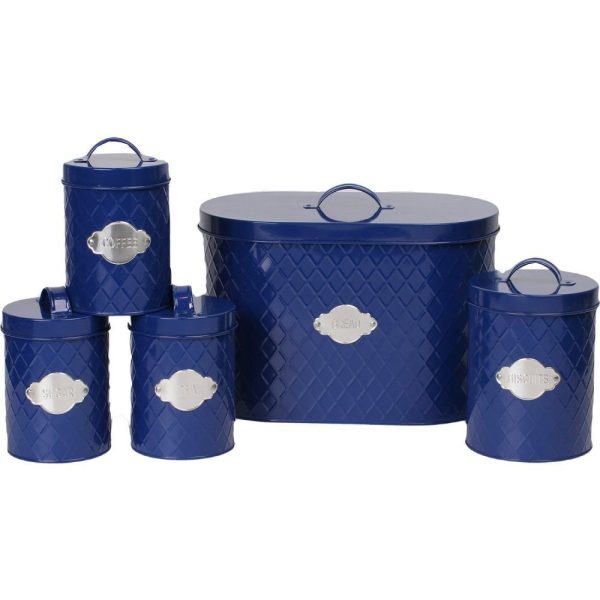 5 Piece Kitchen Canister Set - Hexagonal Navy - Image 3